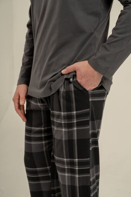 Arnetta Baba Oğul %100 Pamuk Explore More Gri Uzun Kol Pijama Takım AR3826-A-V1 - 9