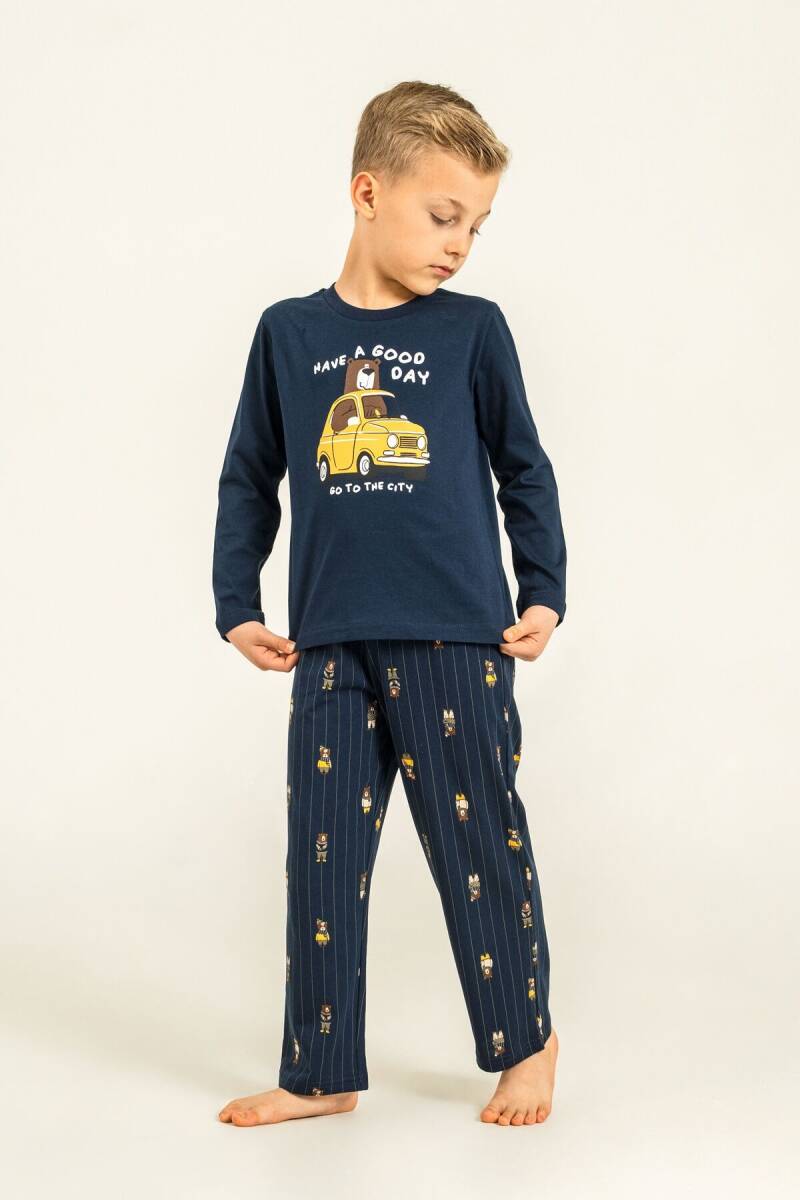 Arnetta Baba Oğul %100 Pamuk Have A Good Day Lacivert Uzun Kol Pijama Takım AR3833-A-V1 - 3