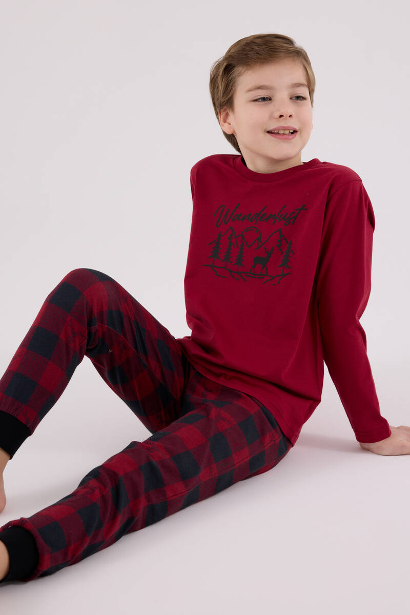 Arnetta Erkek Çocuk Bordo Pijama Takımı