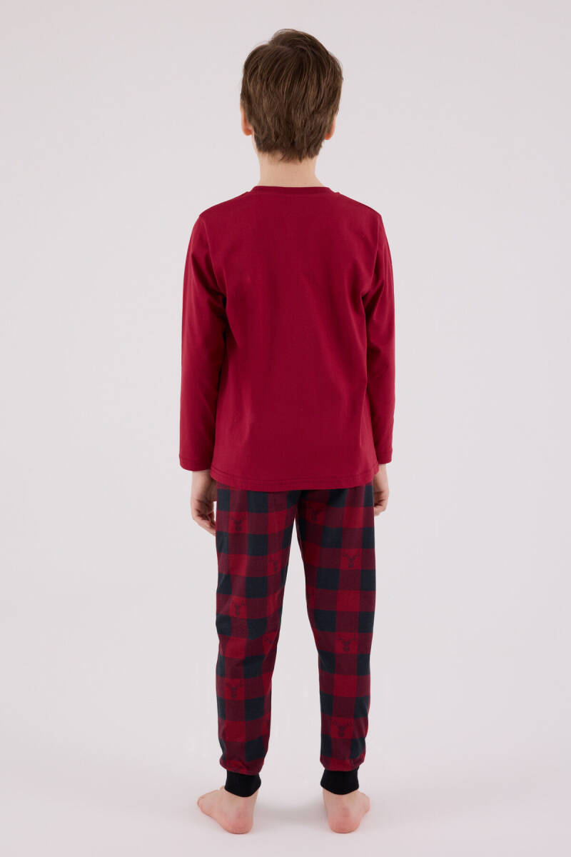 Arnetta Erkek Çocuk Pamuklu Kışlık Regular Fit Bordo Pijama Takımı AR3502-C-V1 - 5