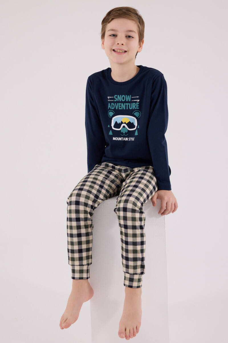 Arnetta Erkek Çocuk Pamuklu Kışlık Regular Fit Lacivert Pijama Takımı AR3511-C-V1 - 1
