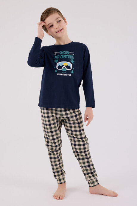 Arnetta Erkek Çocuk Pamuklu Kışlık Regular Fit Lacivert Pijama Takımı AR3511-C-V1 - 3