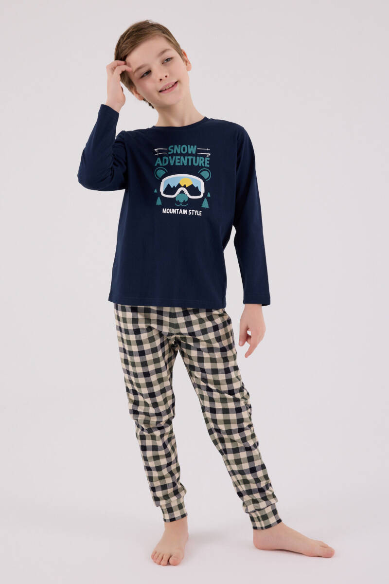 Arnetta Erkek Çocuk Pamuklu Kışlık Regular Fit Lacivert Pijama Takımı AR3511-C-V1 - 3