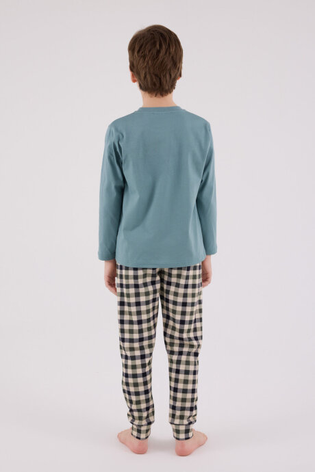 Arnetta Erkek Çocuk Pamuklu Kışlık Regular Fit Yeşil Pijama Takımı AR3510-C-V1 - 4