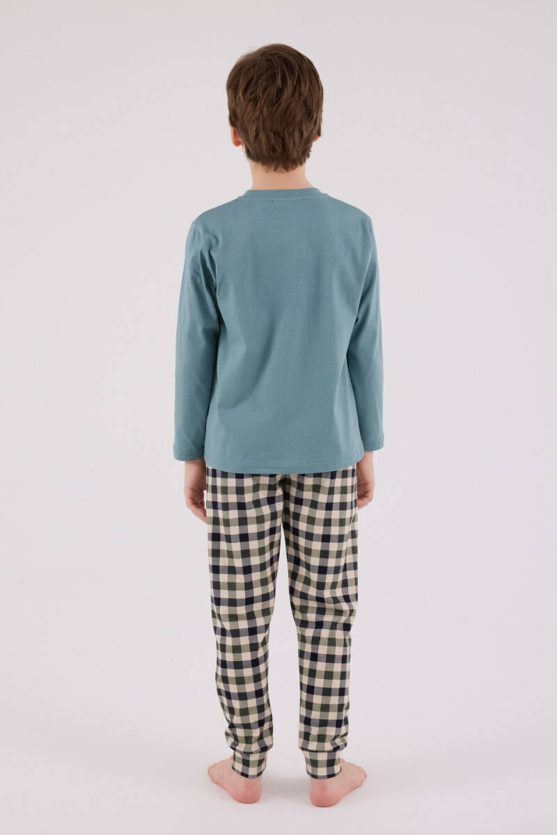 Arnetta Erkek Çocuk Pamuklu Kışlık Regular Fit Yeşil Pijama Takımı AR3510-C-V1 - 4
