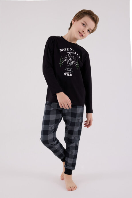 Arnetta Erkek Çocuk Kışlık Regular Fit Siyah Pijama Takımı AR3501-C-V1 - 3