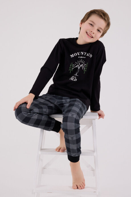 Arnetta Erkek Çocuk Kışlık Regular Fit Siyah Pijama Takımı AR3501-C-V1 - 1