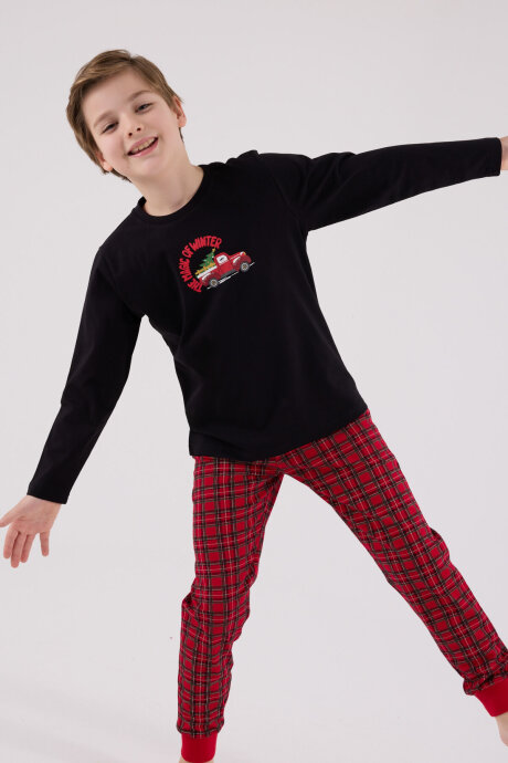 Arnetta Erkek Çocuk Kışlık Regular Fit Siyah Pijama Takımı AR3515-C-V1