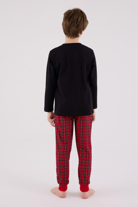 Arnetta Erkek Çocuk Pamuklu Kışlık Regular Fit Siyah Pijama Takımı AR3515-C-V1 - 5