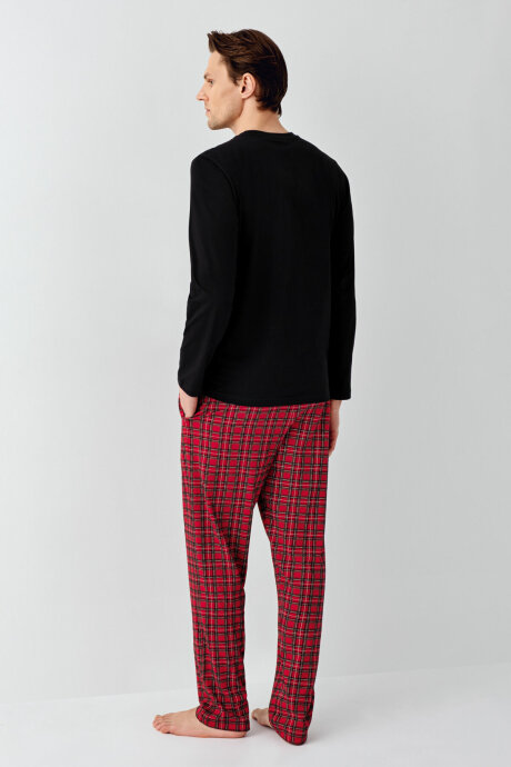 Arnetta Erkek Pamuklu Kışlık Regular Fit Siyah Pijama Takımı AR3515-S-V1 - 5