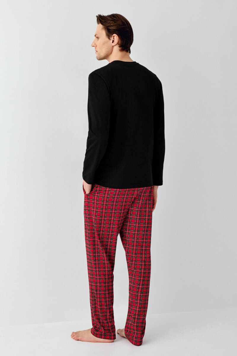 Arnetta Erkek Pamuklu Kışlık Regular Fit Siyah Pijama Takımı AR3515-S-V1 - 5