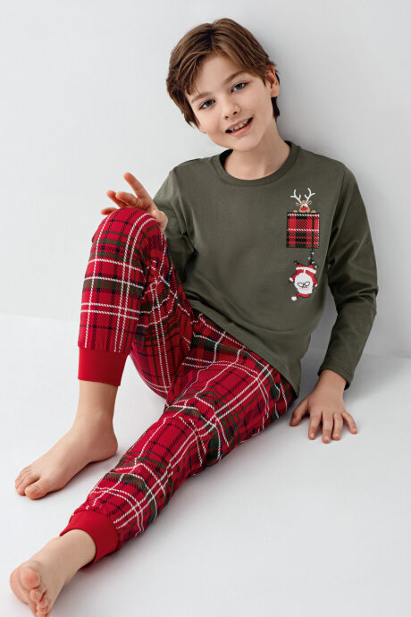 Arnetta Erkek Çocuk Kışlık Regular Fit Yeşil Pijama Takımı AR3513-C-V1 - 1