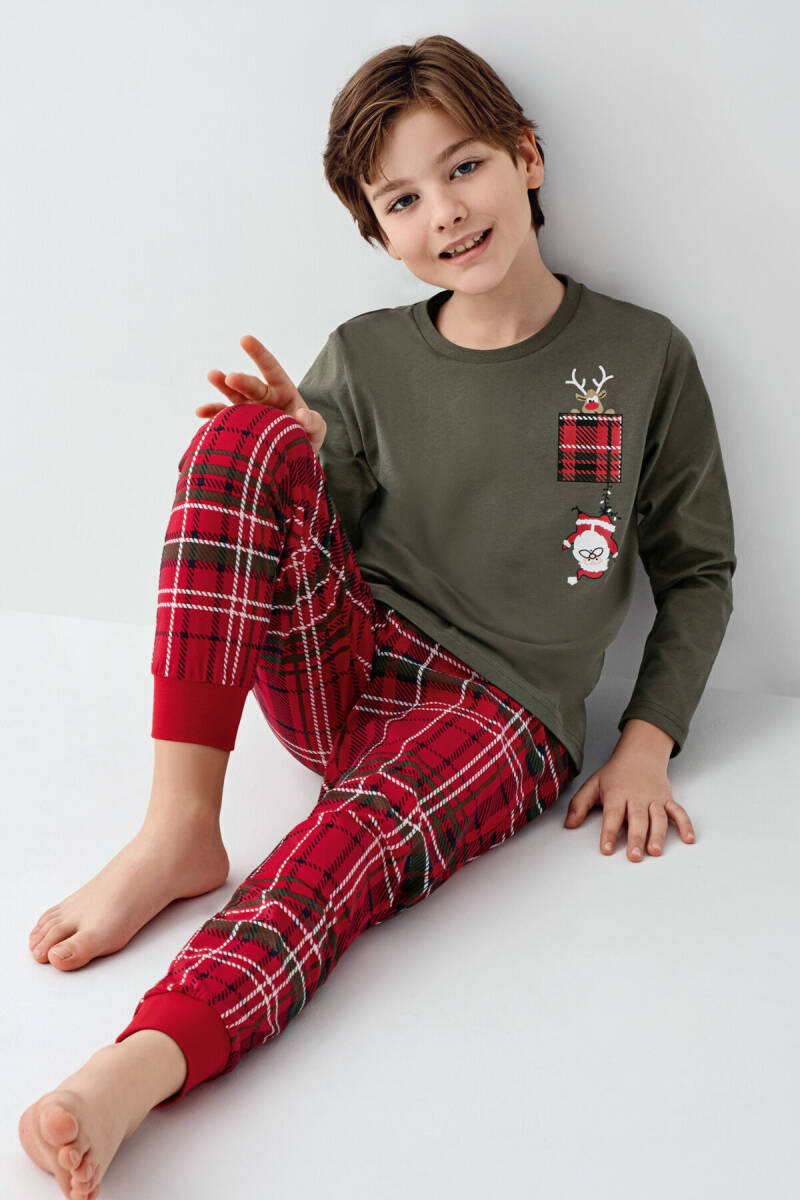 Arnetta Erkek Çocuk Kışlık Regular Fit Yeşil Pijama Takımı AR3513-C-V1 - 1