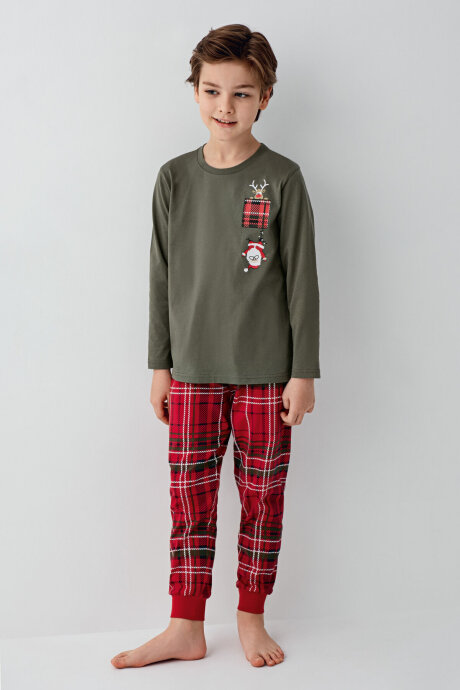 Arnetta Erkek Çocuk Kışlık Regular Fit Yeşil Pijama Takımı AR3513-C-V1 - 3
