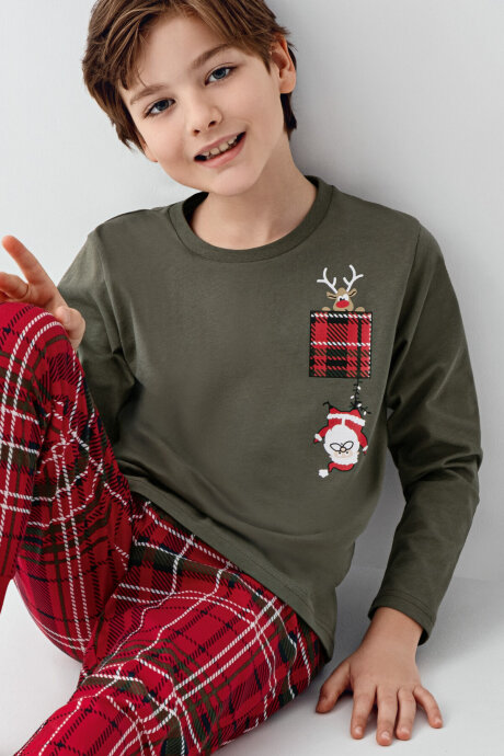 Arnetta Erkek Çocuk Kışlık Regular Fit Yeşil Pijama Takımı AR3513-C-V1 - 4