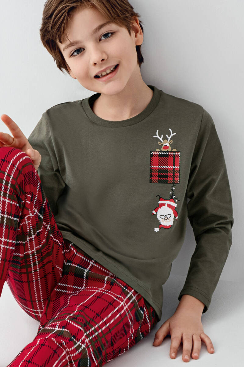 Arnetta Erkek Çocuk Kışlık Regular Fit Yeşil Pijama Takımı AR3513-C-V1 - 4