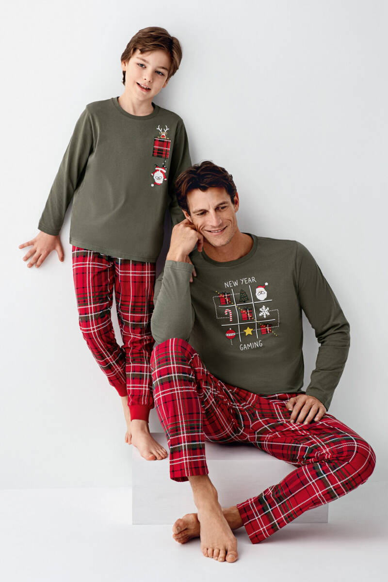 Arnetta Erkek Çocuk Kışlık Regular Fit Yeşil Pijama Takımı AR3513-C-V1 - 2