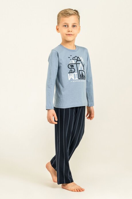 Arnetta Baba Oğul Stay Wild Mavi Uzun Kol Pijama Takım AR3829-A-V1 - 6