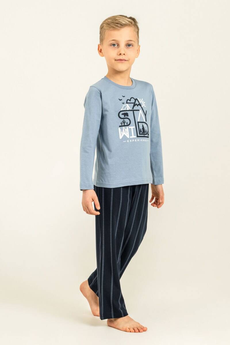 Arnetta Baba Oğul Stay Wild Mavi Uzun Kol Pijama Takım AR3829-A-V1 - 6
