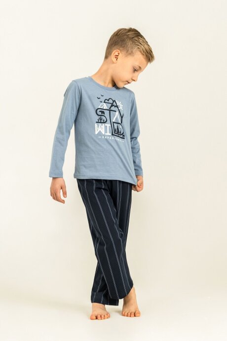 Arnetta Baba Oğul Stay Wild Mavi Uzun Kol Pijama Takım AR3829-A-V1 - 7