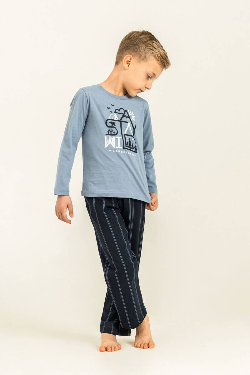 Arnetta Baba Oğul Stay Wild Mavi Uzun Kol Pijama Takım AR3829-A-V1 - 7