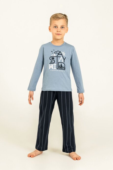 Arnetta Baba Oğul Stay Wild Mavi Uzun Kol Pijama Takım AR3829-A-V1 - 10