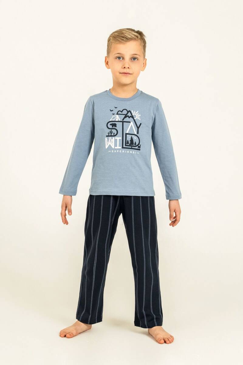 Arnetta Baba Oğul Stay Wild Mavi Uzun Kol Pijama Takım AR3829-A-V1 - 10