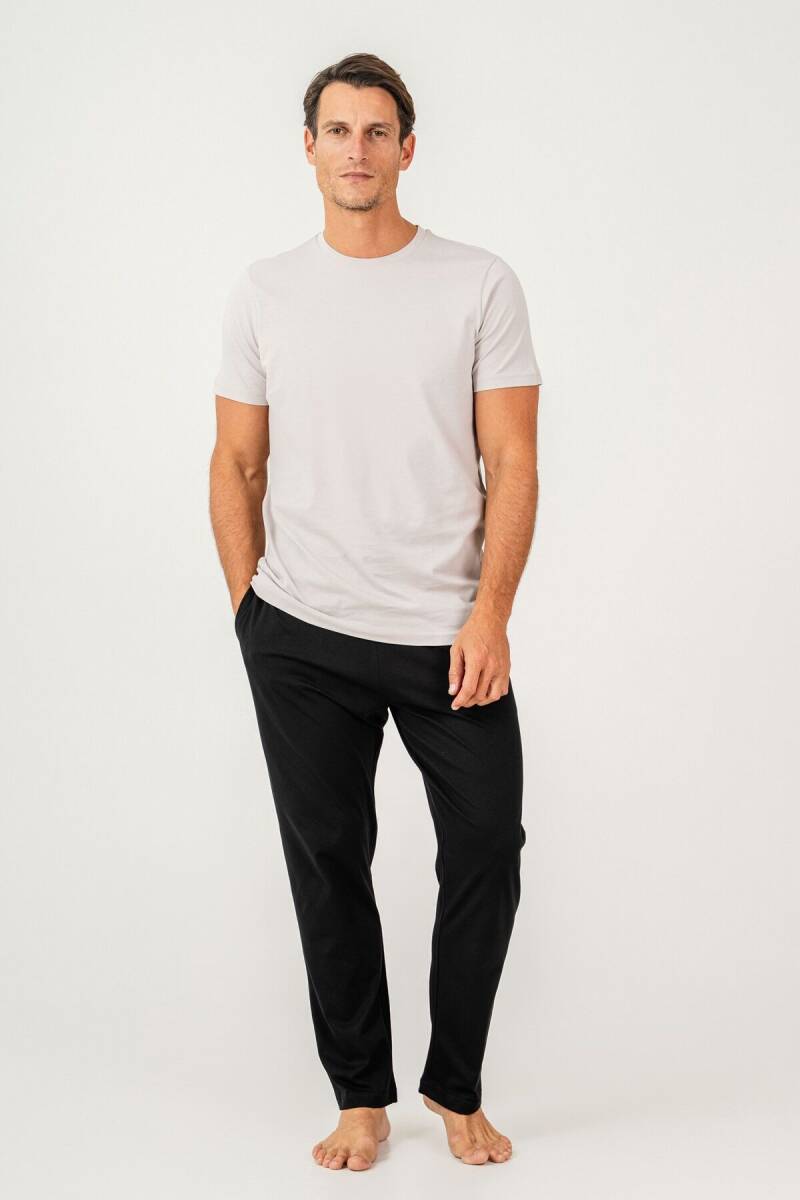 Arnetta Erkek %100 Pamuk Bisiklet Yaka Baskısız Yazlık Regular Fit Beyaz Pijama Takımı AR3695-S-V2 - 2