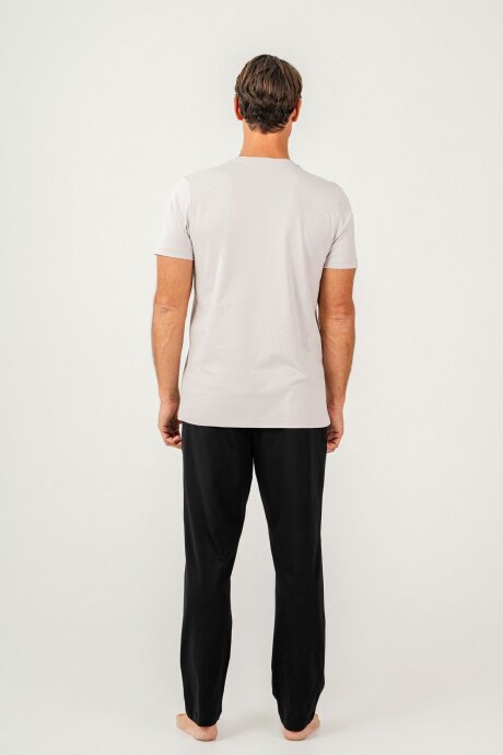Arnetta Erkek %100 Pamuk Bisiklet Yaka Baskısız Yazlık Regular Fit Beyaz Pijama Takımı AR3695-S-V2 - 4