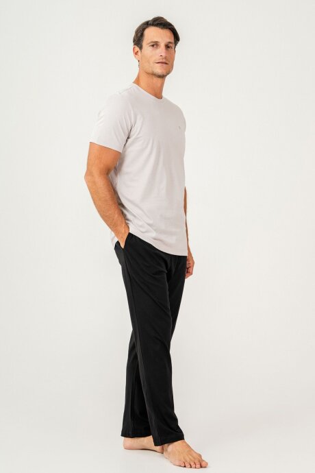 Arnetta Erkek %100 Pamuk Bisiklet Yaka Baskısız Yazlık Regular Fit Beyaz Pijama Takımı AR3695-S-V2 - 5