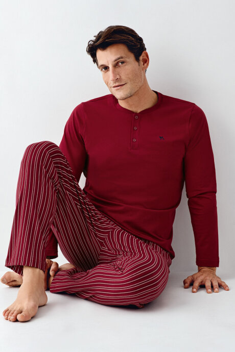 Arnetta Erkek Bisiklet Yaka Bordo Pijama Takımı AR3013-S-V3 