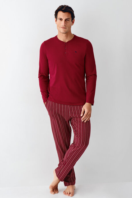 Arnetta Erkek Bisiklet Yaka Bordo Pijama Takımı AR3013-S-V3 - 2