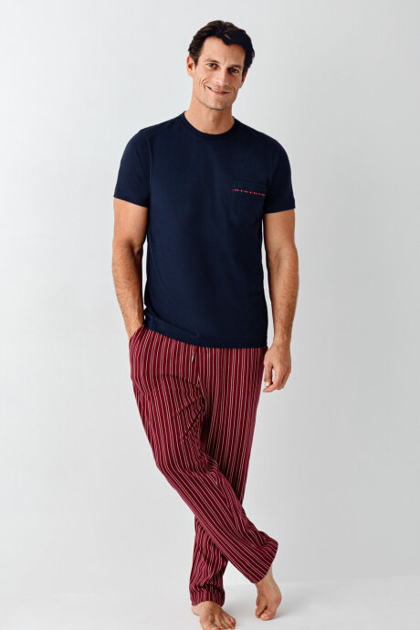 Arnetta Erkek Bisiklet Yaka Bordo Pijama Takımı AR3011-S-V3 - 2