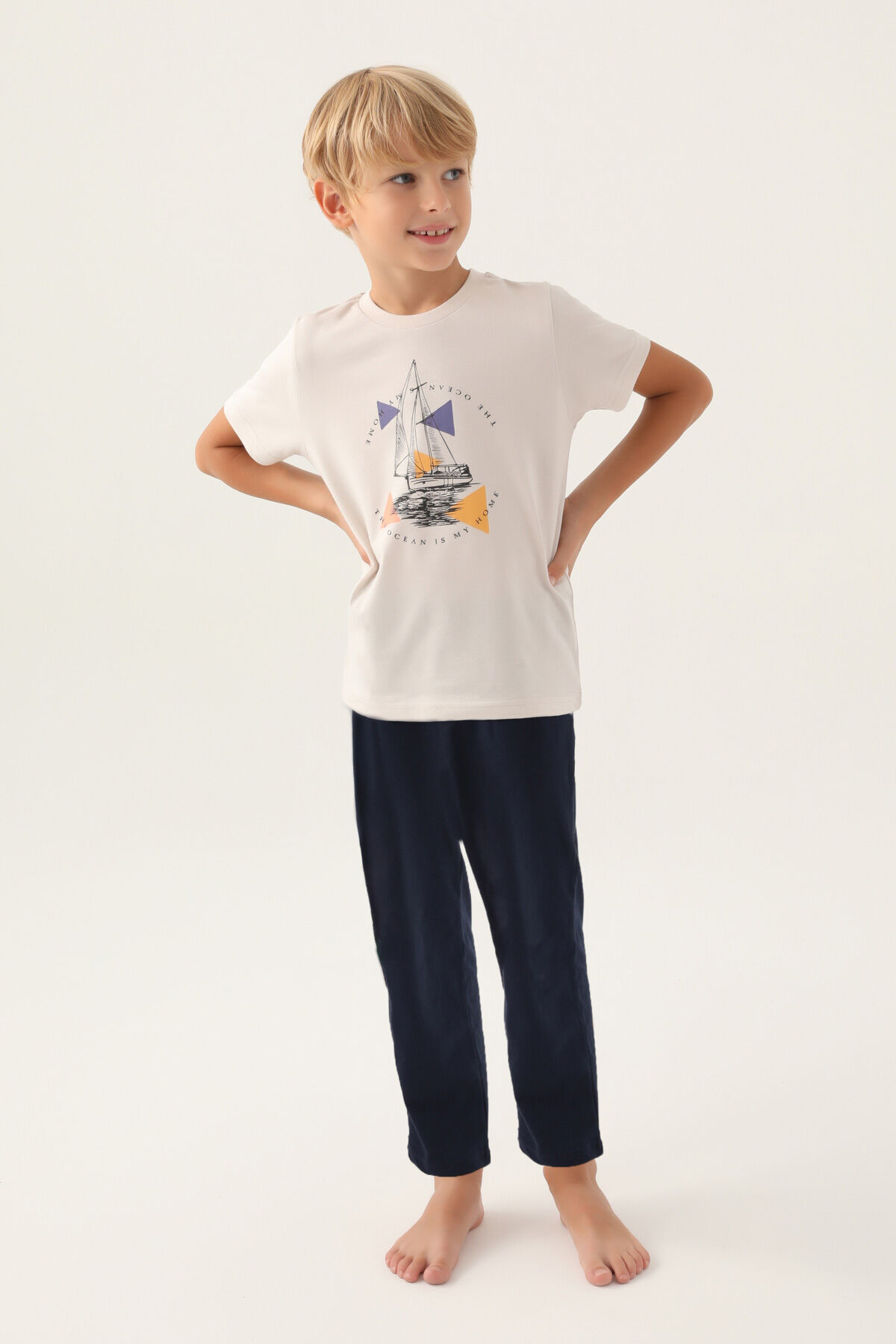 Arnetta Erkek Çocuk Beyaz Pijama Takımı