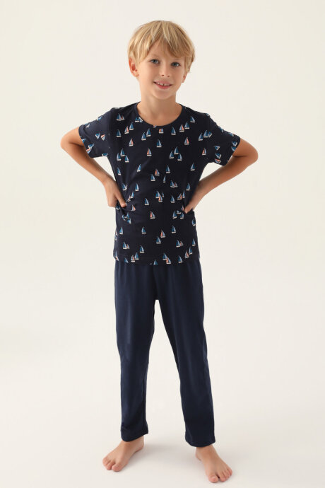 Arnetta Erkek Çocuk Yazlık Regular Fit Lacivert Pijama Takımı AR2992-C-V1