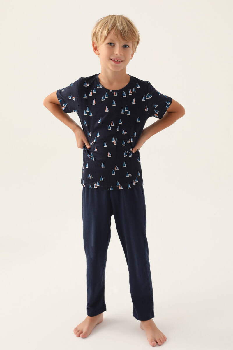 Arnetta Erkek Çocuk Yazlık Regular Fit Lacivert Pijama Takımı AR2992-C-V1 - 1
