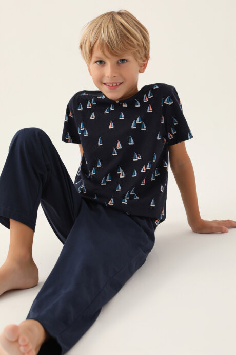 Arnetta Erkek Çocuk Yazlık Regular Fit Lacivert Pijama Takımı AR2992-C-V1 (1)