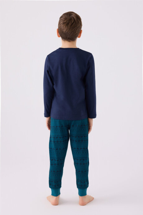 Arnetta Erkek Çocuk Bisiklet Yaka Pigment Baskılı Kışlık Regular Fit Lacivert Pijama Takımı AR3135-C-V1 - 5