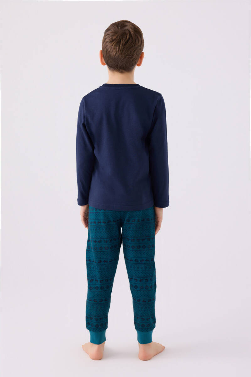 Arnetta Erkek Çocuk Bisiklet Yaka Pigment Baskılı Kışlık Regular Fit Lacivert Pijama Takımı AR3135-C-V1 - 5