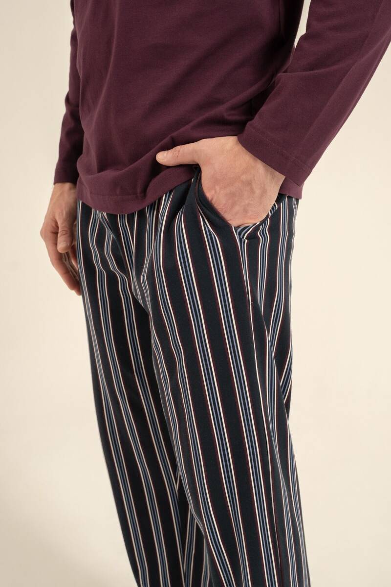 Arnetta Erkek %100 Pamuk Everything Is Possible Mor Uzun Kol Pijama Takım AR3835-S-V1 - 6
