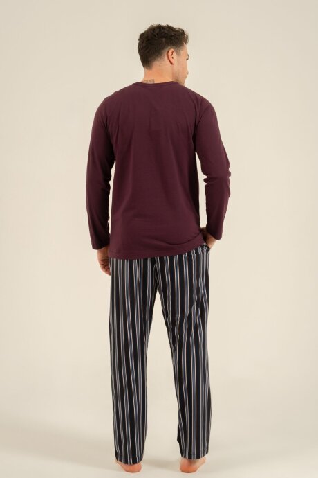 Arnetta Erkek %100 Pamuk Everything Is Possible Mor Uzun Kol Pijama Takım AR3835-S-V1 - 4