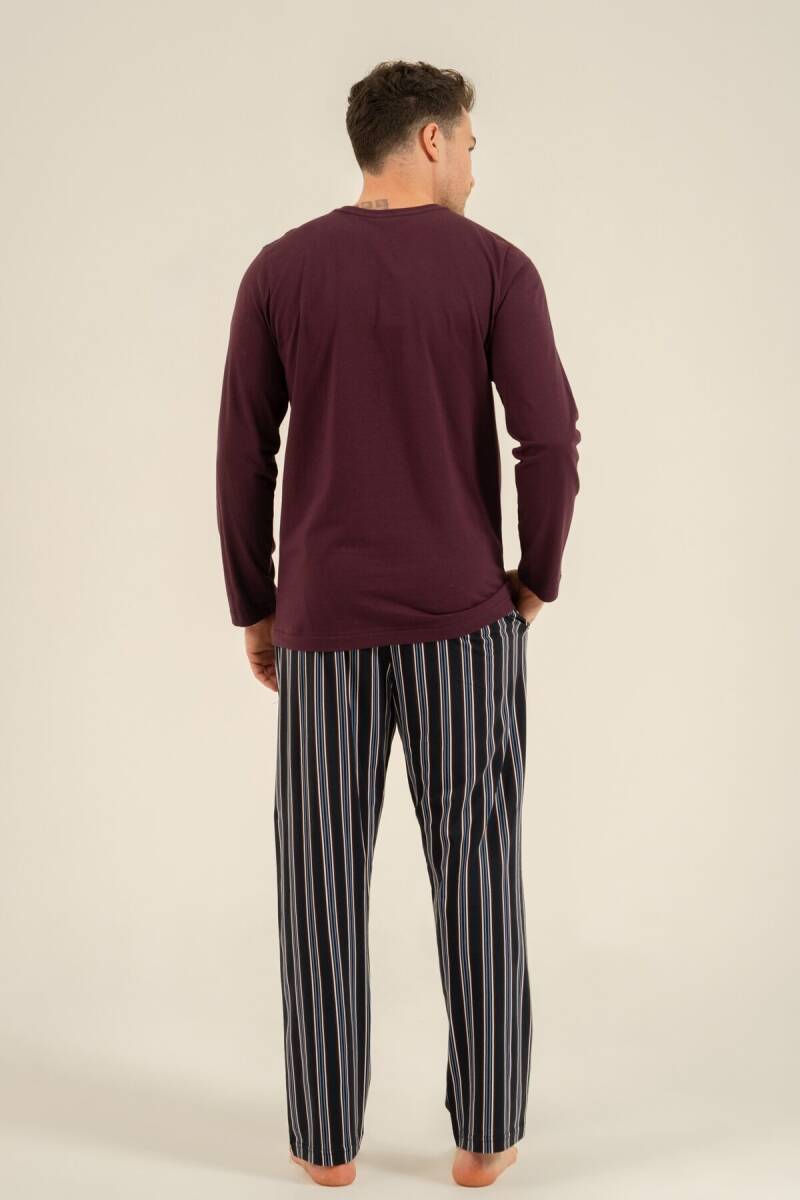 Arnetta Erkek %100 Pamuk Everything Is Possible Mor Uzun Kol Pijama Takım AR3835-S-V1 - 4