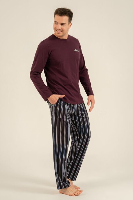 Arnetta Erkek %100 Pamuk Everything Is Possible Mor Uzun Kol Pijama Takım AR3835-S-V1 - 3