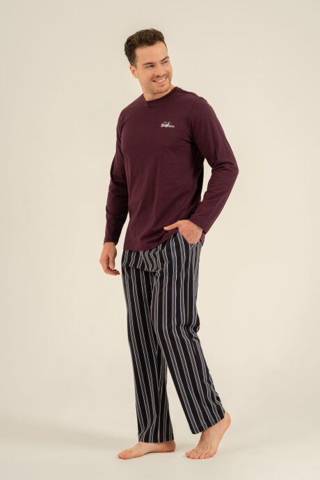 Arnetta Erkek %100 Pamuk Everything Is Possible Mor Uzun Kol Pijama Takım AR3835-S-V1 (1)