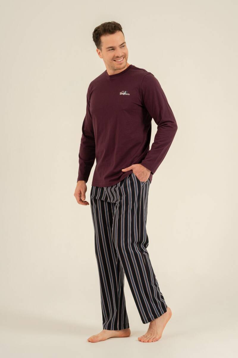 Arnetta Erkek %100 Pamuk Everything Is Possible Mor Uzun Kol Pijama Takım AR3835-S-V1 - 2