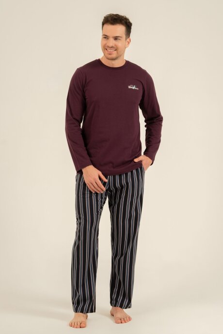 Arnetta Erkek %100 Pamuk Everything Is Possible Mor Uzun Kol Pijama Takım AR3835-S-V1 - 7