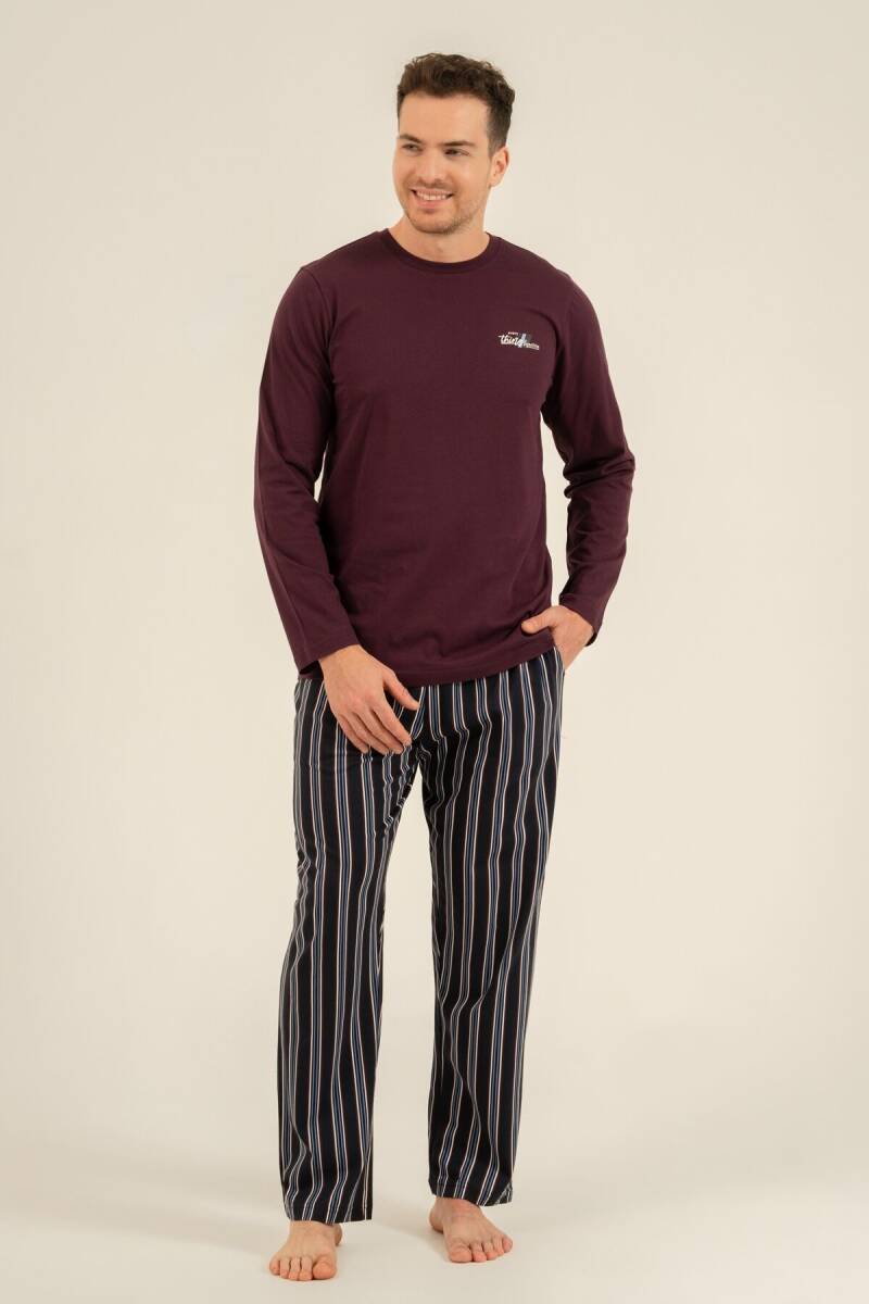 Arnetta Erkek %100 Pamuk Everything Is Possible Mor Uzun Kol Pijama Takım AR3835-S-V1 - 7
