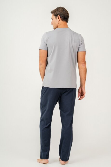 Arnetta Erkek %100 Pamuk Bisiklet Yaka Baskılı Yazlık Regular Fit Gri Pijama Takımı AR3699-S-V1 - 4