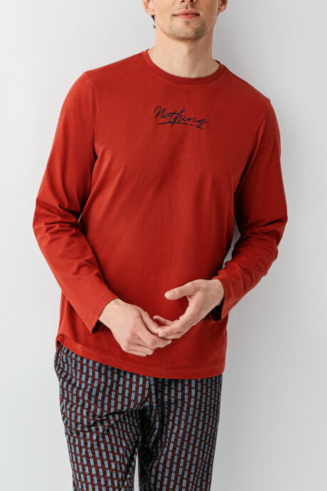 Arnetta Erkek Pamuklu Kışlık Regular Fit Kahverengi Pijama Takımı AR3506-S-V1 - 3