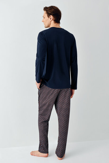 Arnetta Erkek Pamuklu Kışlık Regular Fit Lacivert Pijama Takımı AR3505-S-V1 - 4